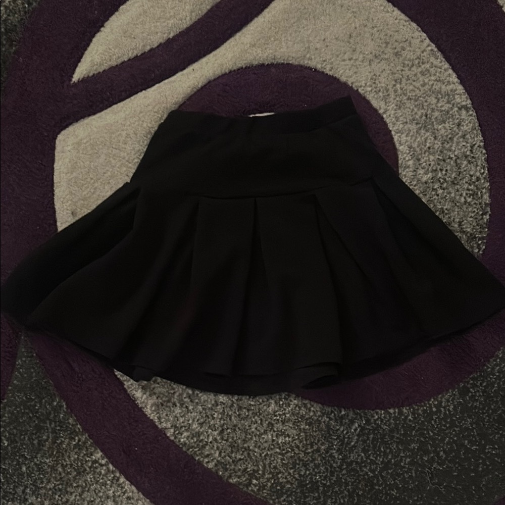 Caution To The Wind Black Pleated Skater Mini Skirt